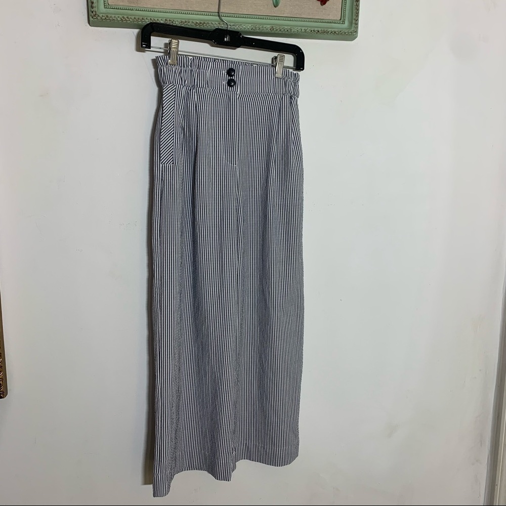 H&M Striped Wide Leg Pants in Navy and White